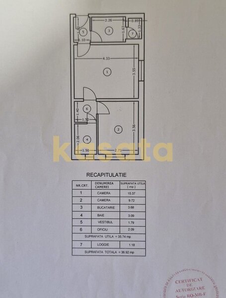 Salaj, 2 camere, 37 mp, centrala proprie